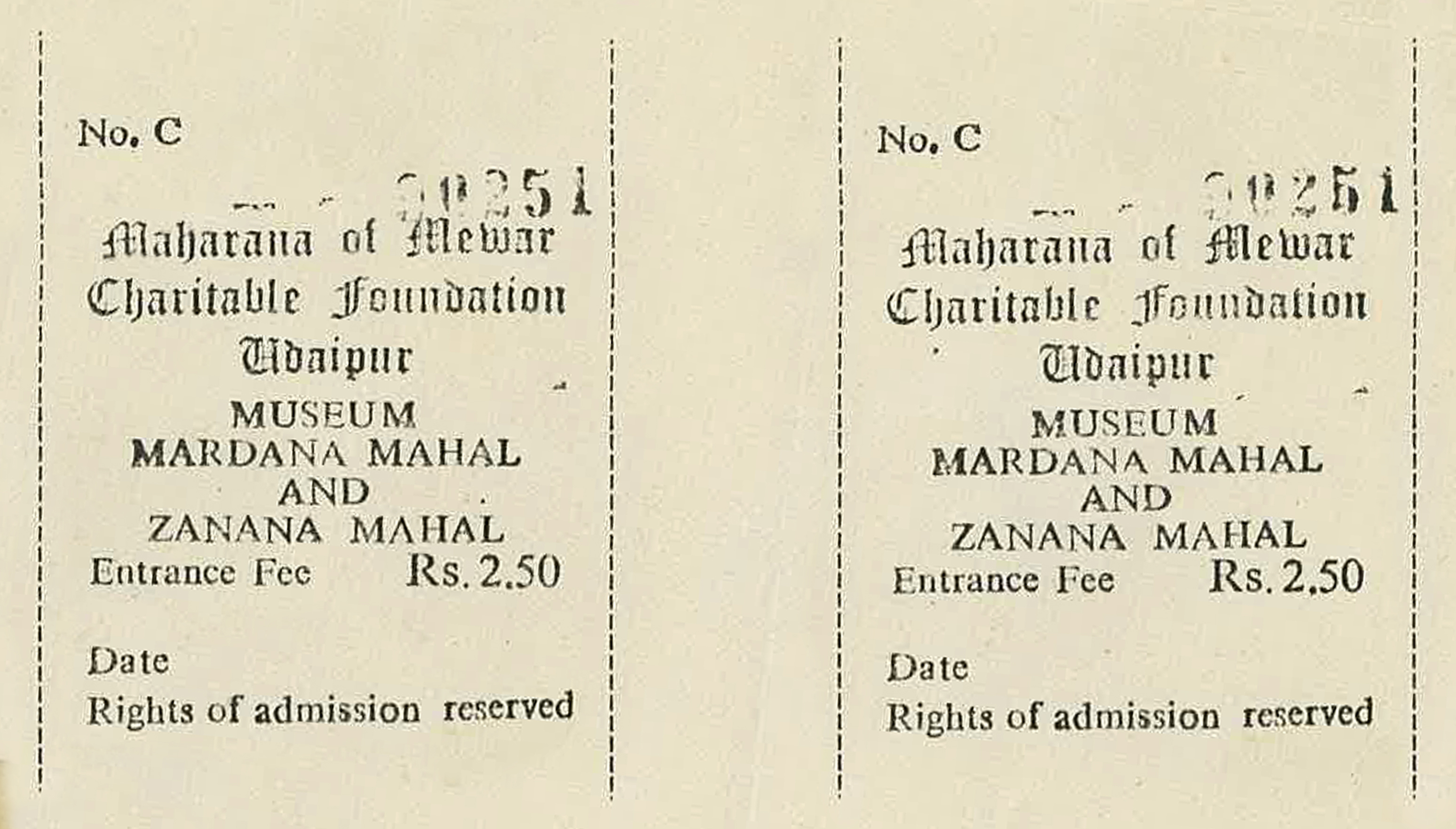 Initial Ticket for Museum Mardana Mahal and Zanana Mahal